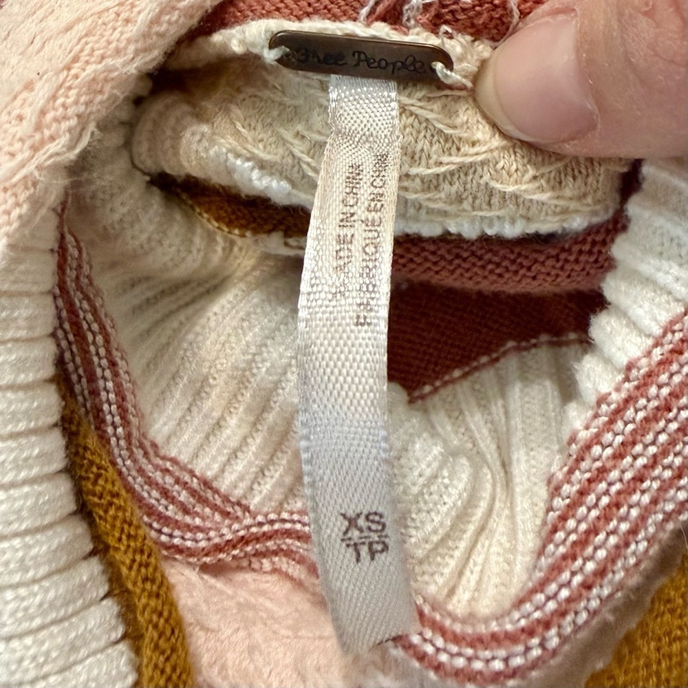 Free People Striped Cropped Mock Neck Turtleneck Knit Top XS | Flawed - Picture 3 of 7